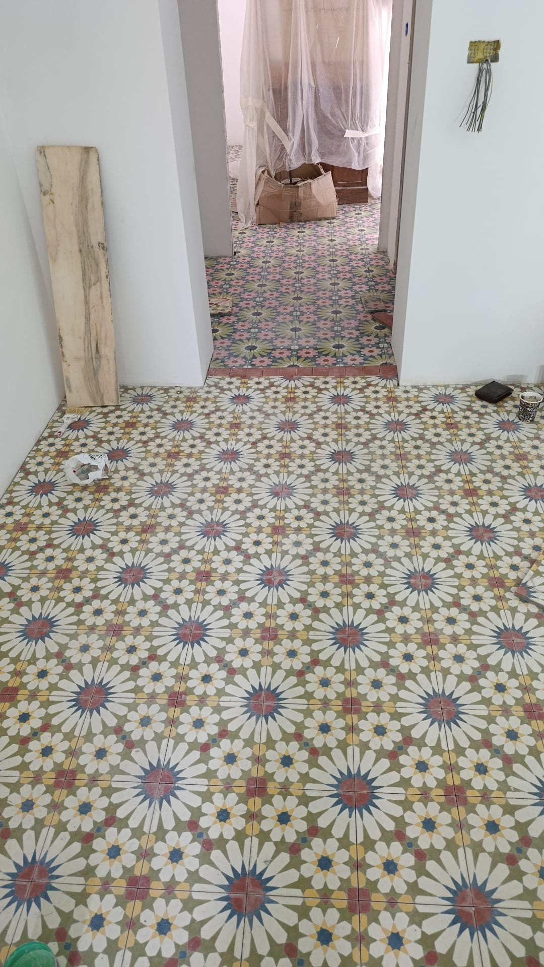 Le geometrie originali dei pavimenti recuperati.